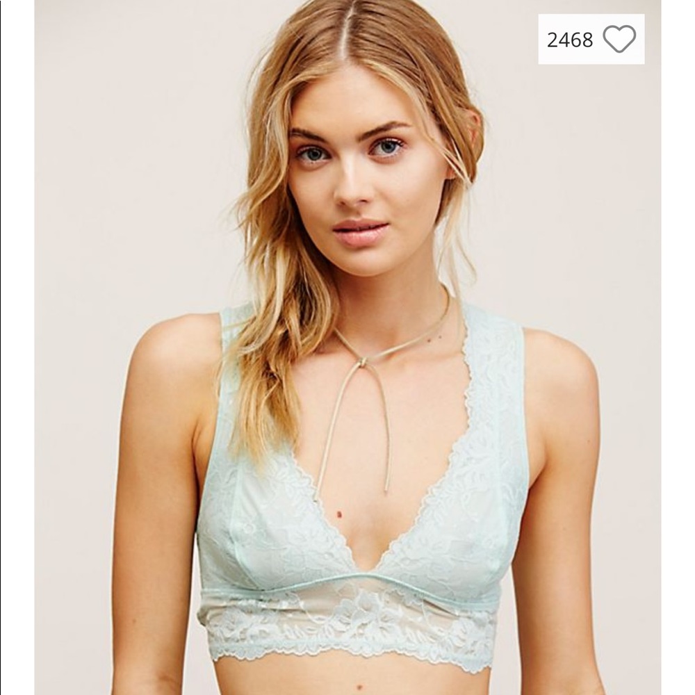 NWOT Galloon Lace Deep V Bralette Black Sz Medium